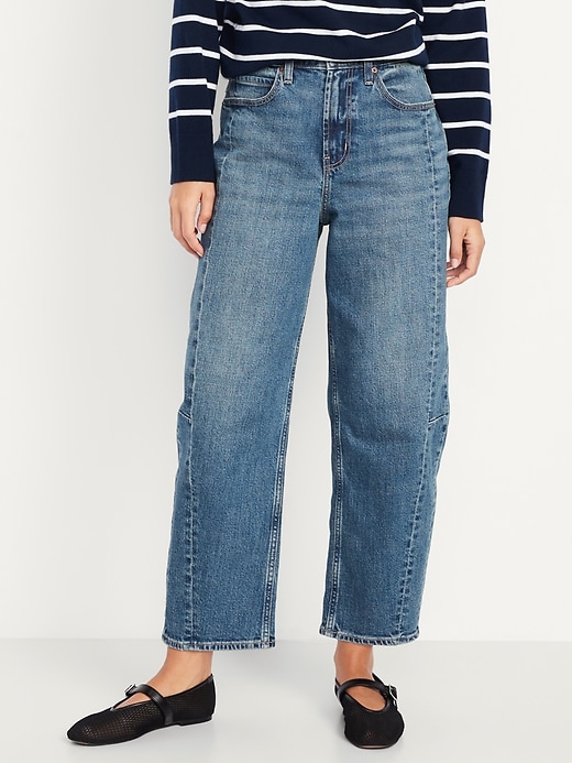 High-waisted bucket ankle jeans