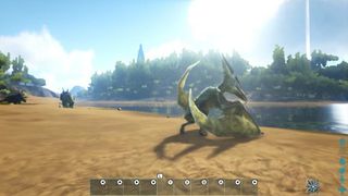 Dinosaurer på en strand i Ark: Survival Evolved Switch