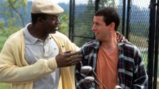Carl Weathers talks to Adam Sandler in a scene from Happy Gilmore