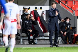 Steven Gerrard on the touchline in Prague