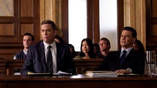 Brian Cade as Counselor Malone and David Alan Basche as Frank in court in Law & Order: SVU season 26 episode 11