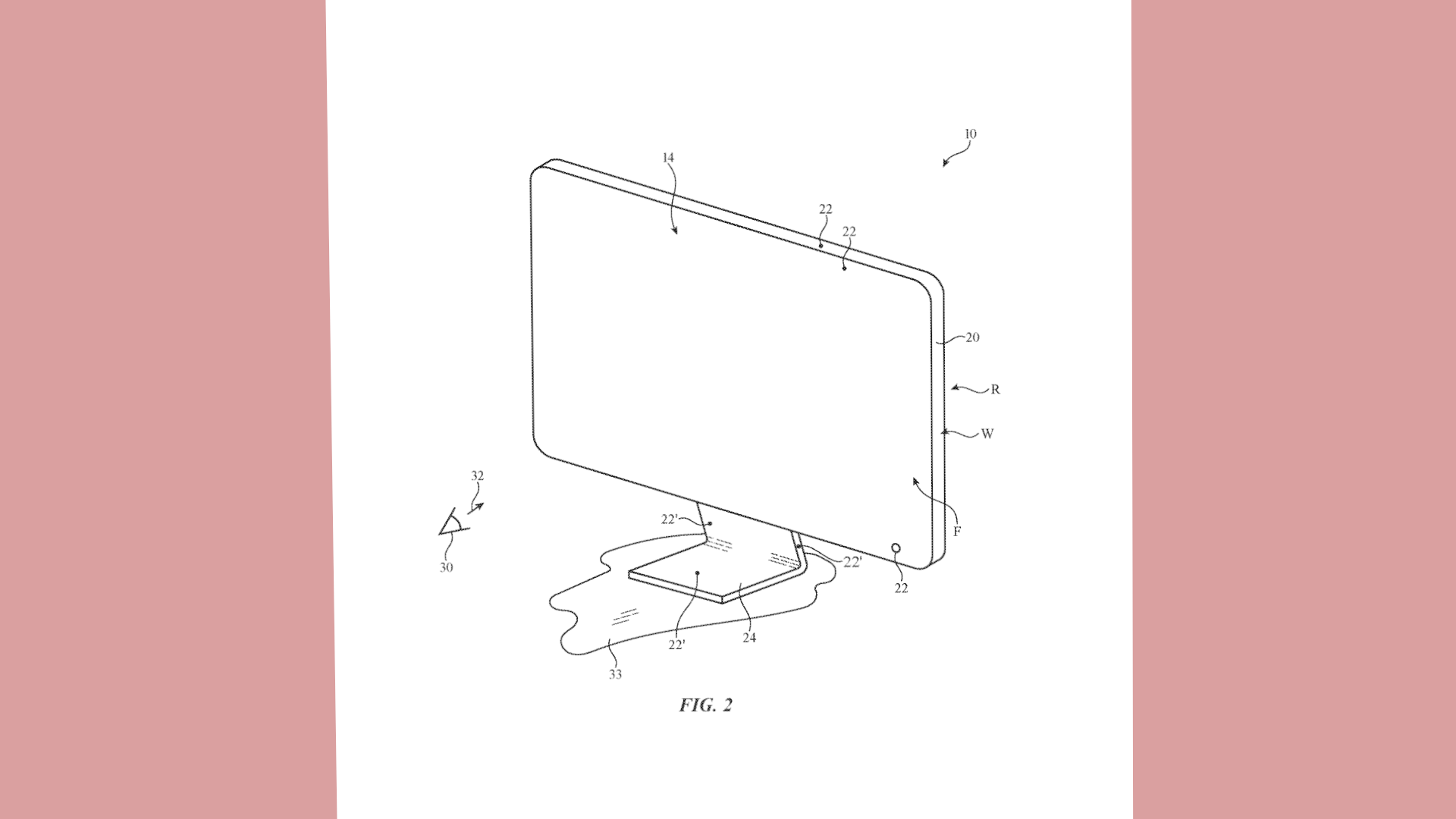 Patenttegning av en mulig iMac.