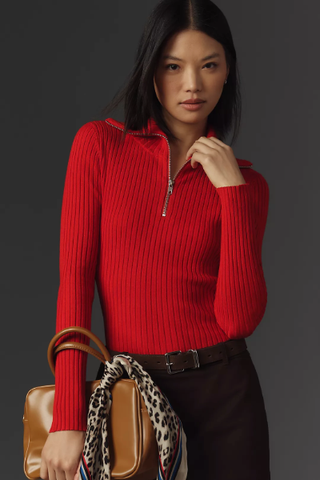 Maeve Fitted Half-Zip Sweater (Was $118) 