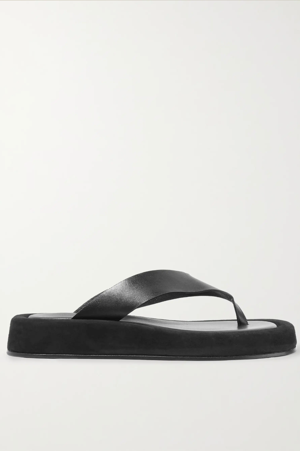 THE ROW, Ginza Leather and Suede Platform Flip Flops