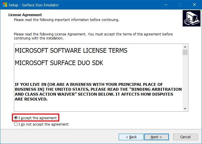 Surface Duo agreement
