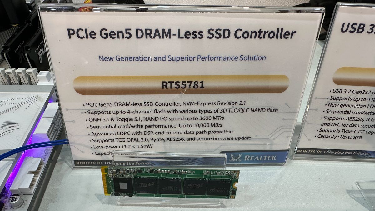 Realtek eyes SSDs with new PCIe 5.0 x4 DRAM-less controller — Up to 10 GB/s and 1.4M IOPS