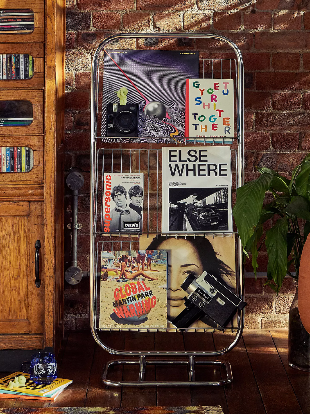 A steel magazine rack from Urban Outfitters
