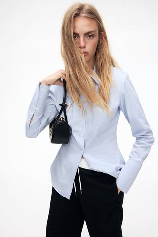 Tapered-Waist Shirt With Shoulder Pads