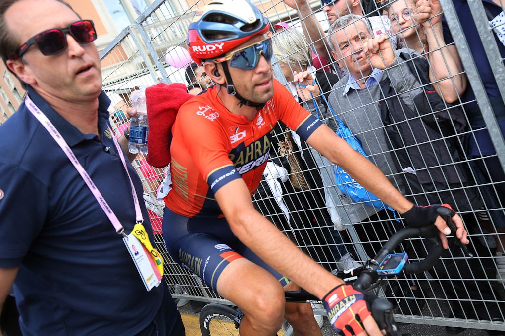 Vincenzo Nibali after gaining back 40 seconds on Primoz Roglic at the end of stage 15 at the Giro