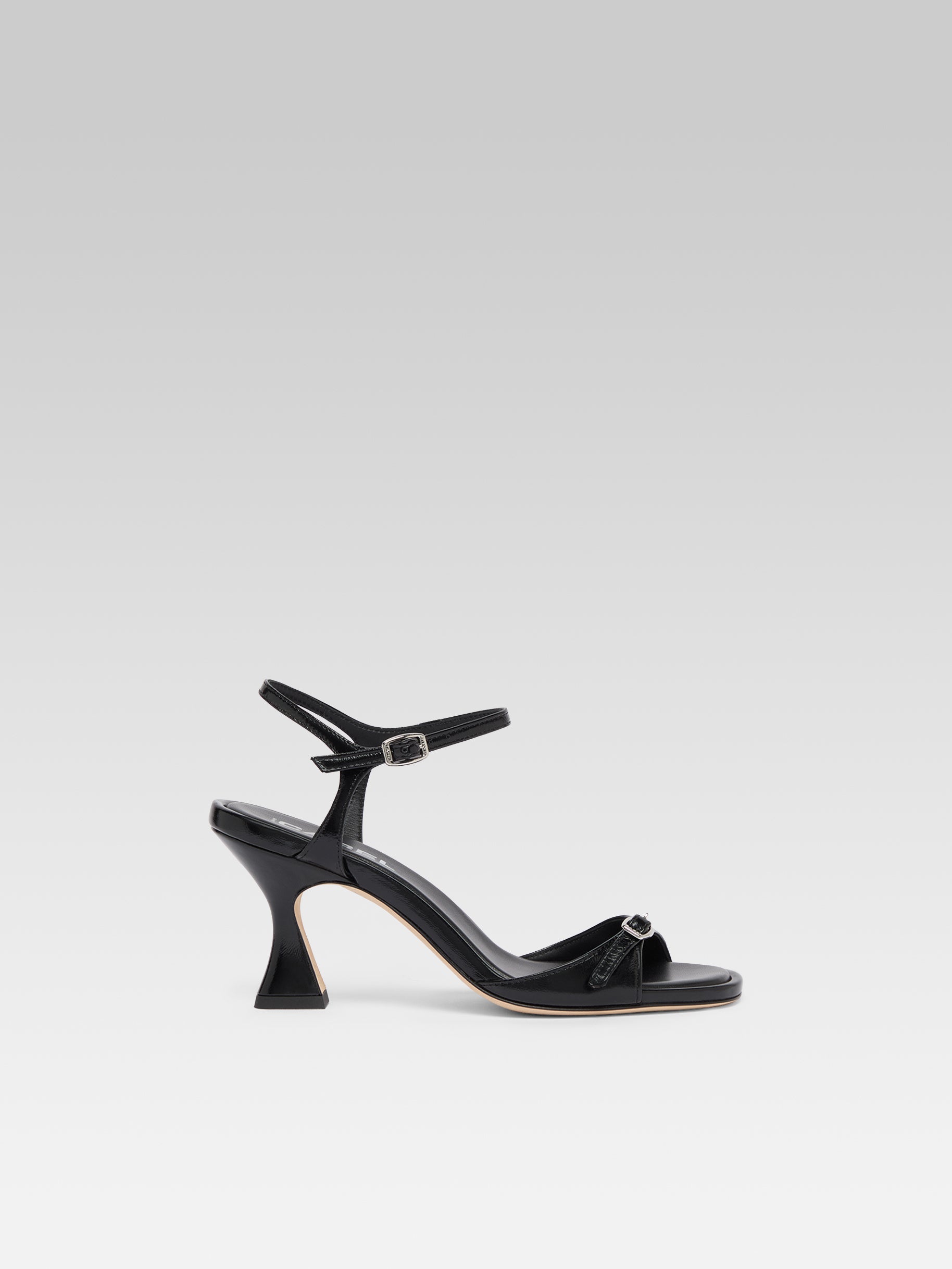 Celeste - Black Patent Leather Heeled Sandals