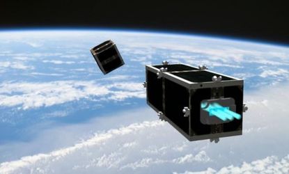 An illustration of the CleanSpace One satellite: Expensive and inefficient?