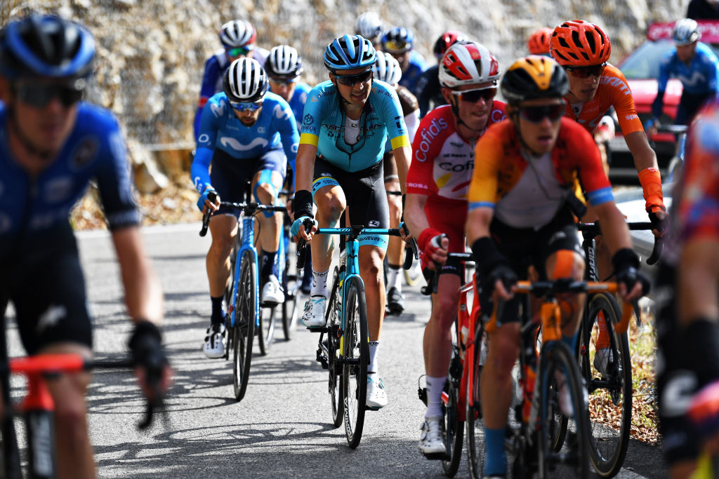 MADONNA DI CAMPIGLIO ITALY OCTOBER 21 Oscar Rodriguez Garaikoetxea of Spain and Astana Pro Team Breakaway during the 103rd Giro dItalia 2020 Stage 17 a 203km stage from Bassano del Grappa to Madonna di Campiglio 1514m girodiitalia Giro on October 21 2020 in Madonna di Campiglio Italy Photo by Tim de WaeleGetty Images