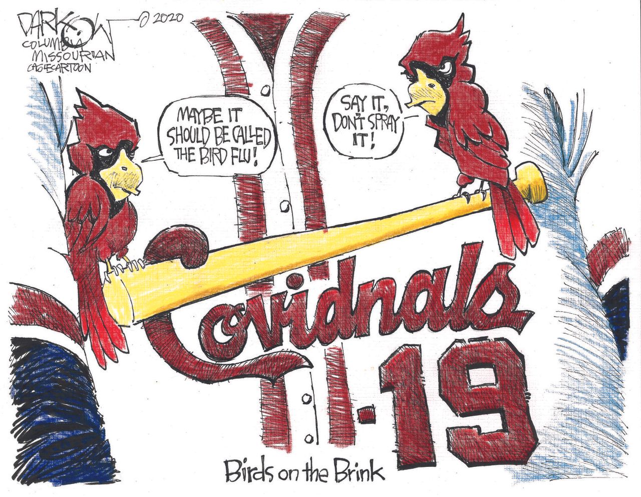 Editorial Cartoon U.S. MLB Baseball Coronavirus Infections COVID-19 St. Louis Cardinals