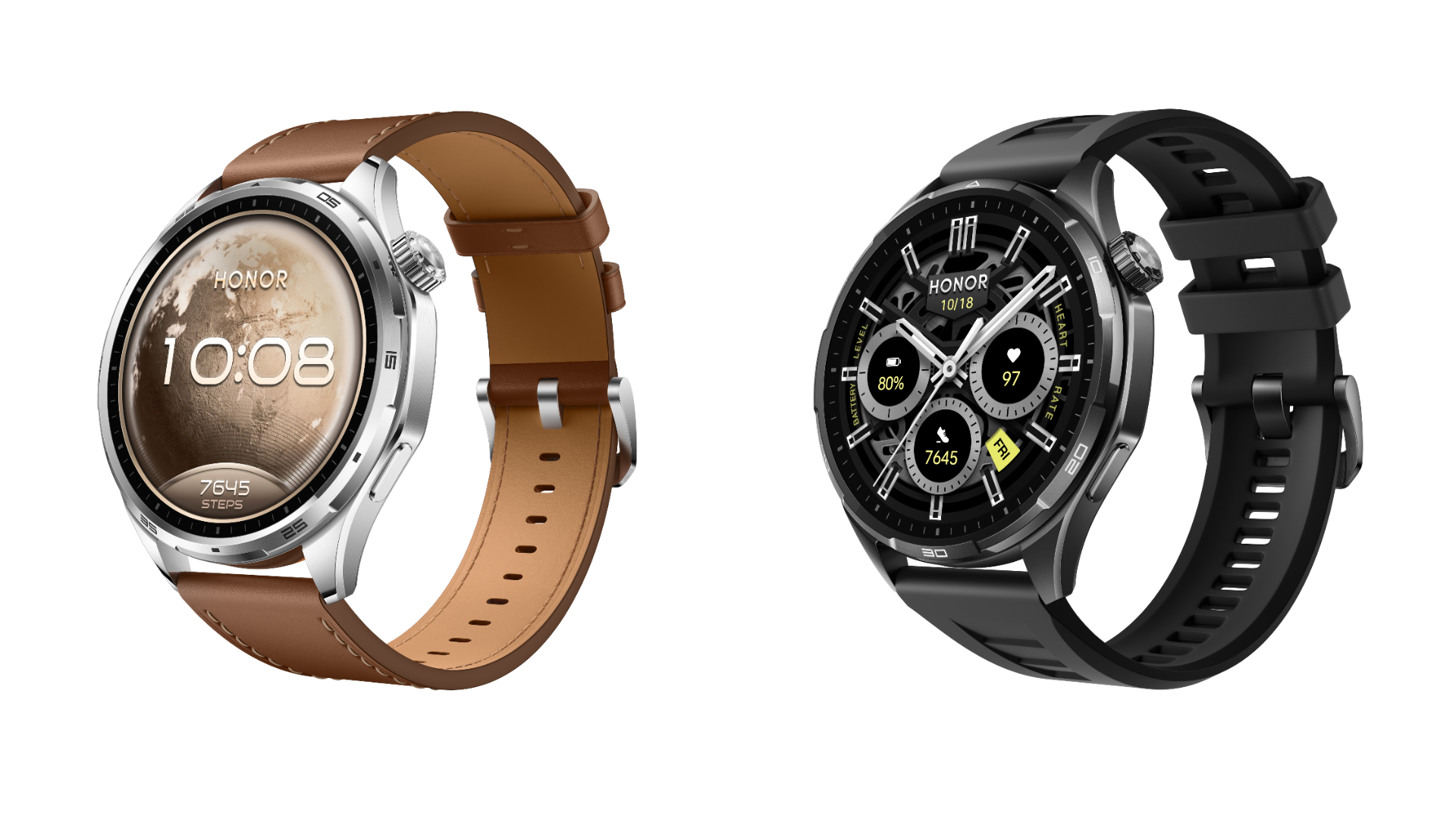 Honor Watch 6 in brown and back side by side