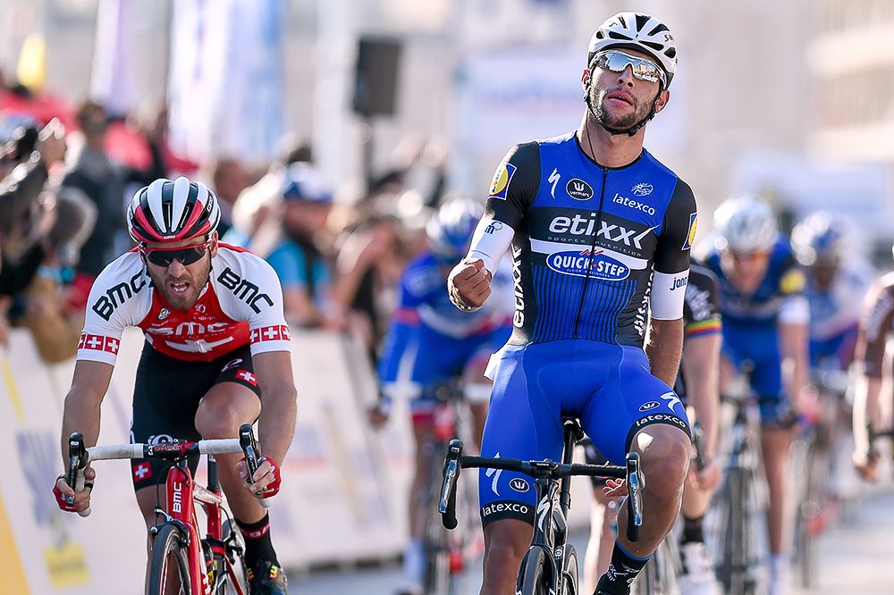 Fernando Gaviria crosses the line to win the final stage at Tour la Provence