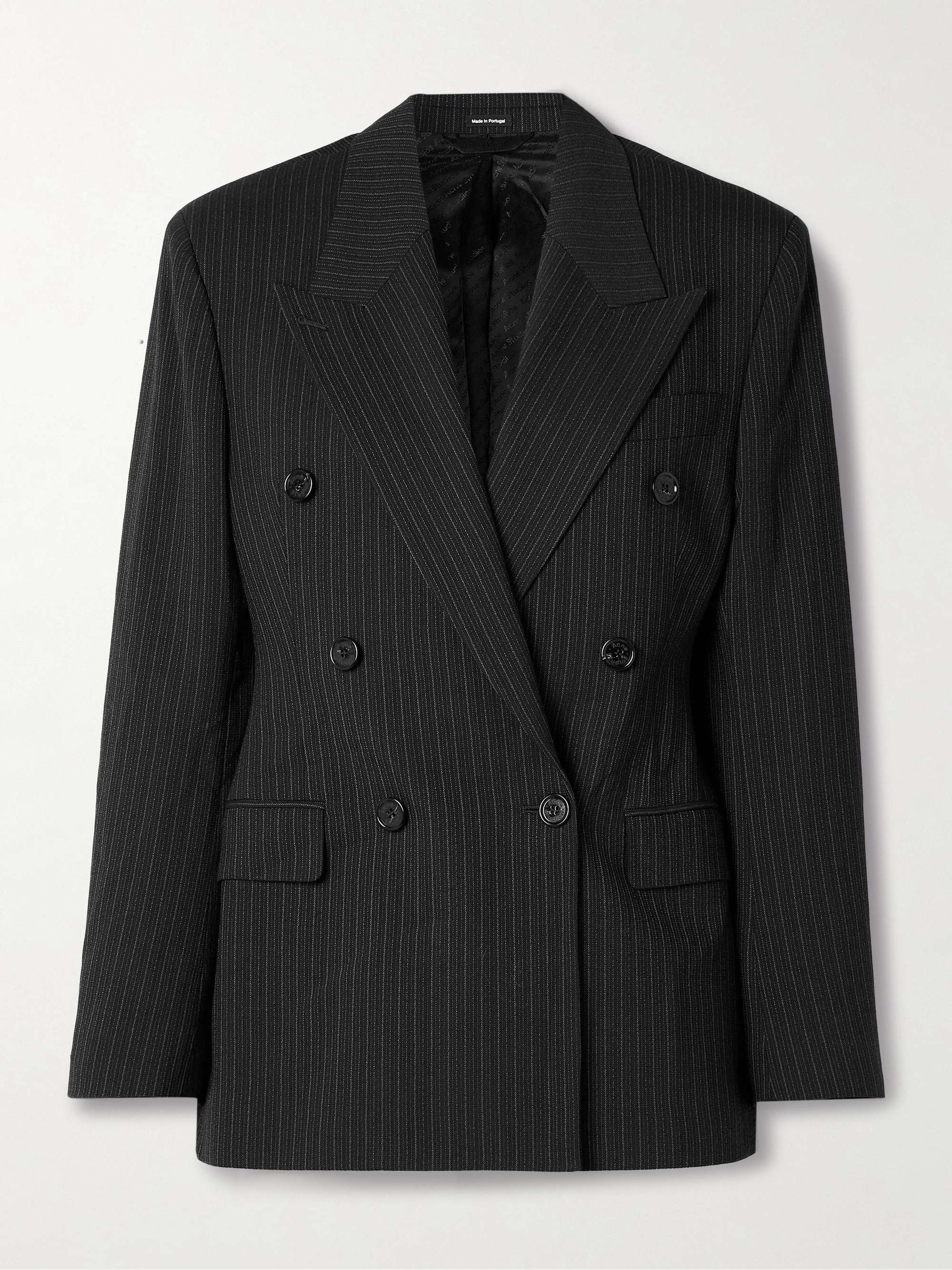 Double-Breasted Pinstriped Wool and Cotton-Blend Blazer