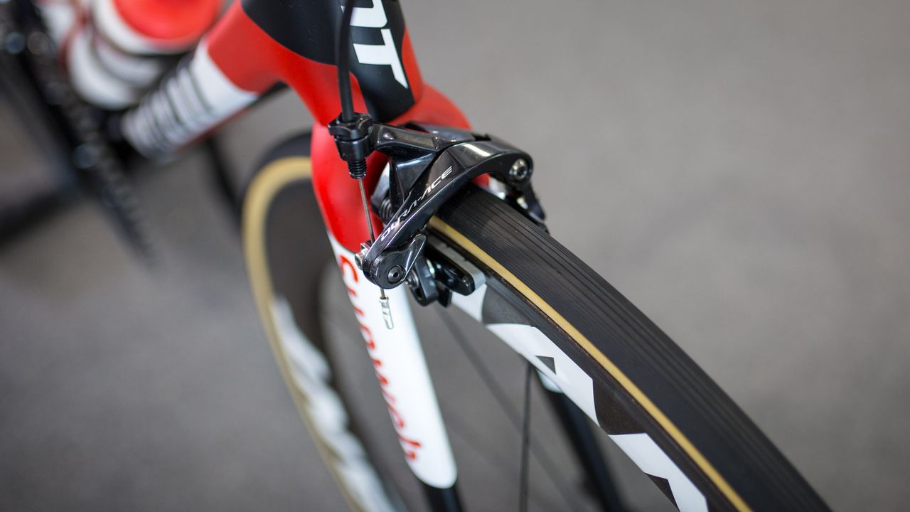 A closer look at the front brake on Arndt's Giant