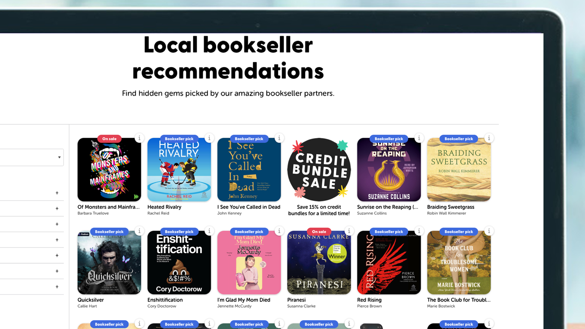 A laptop screen showing the Libro.fm website