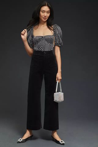 The Colette Cropped Corduroy Wide-Leg Trousers by Maeve