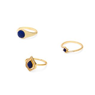 Primark 14k gold jewelry blue semi precious stone rings