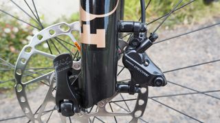Close up of the brake mount on a fork