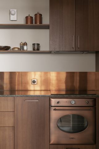 Bronze and dark wood custom kitchen