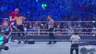Johnny Knoxville and Sami Zayn at WrestleMania 38