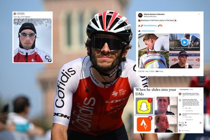 Guillaume Martin with social media posts overlaid