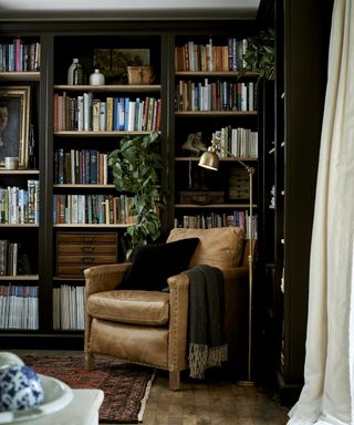 Black bookcase design in home library idea by Neptune