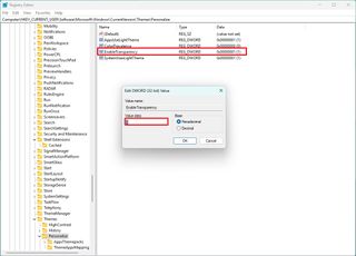 Registry disable Transparency