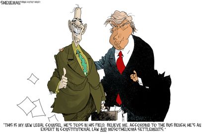 Political cartoon U.S. Trump lawyers Mueller investigation