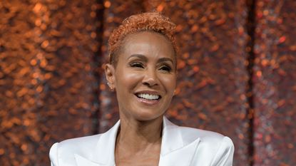 Jada Pinkett Smith speaks on stage during NATPE Miami 2020 - Facebook with Gloria, Emily and Lili Estefan at Fontainebleau Hotel on January 22, 2020 in Miami Beach, Florida