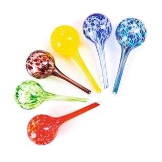 6 X Glass Plant Watering Globe Stakes