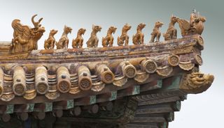 The roof of the Hall of Supreme Harmony is decorated with dragons.