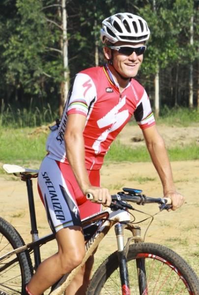 Burry Stander was the first elite cross-country rider to start work on the revised Cascades MTB park layout ahead of the UCI Mountain Bike World Cup