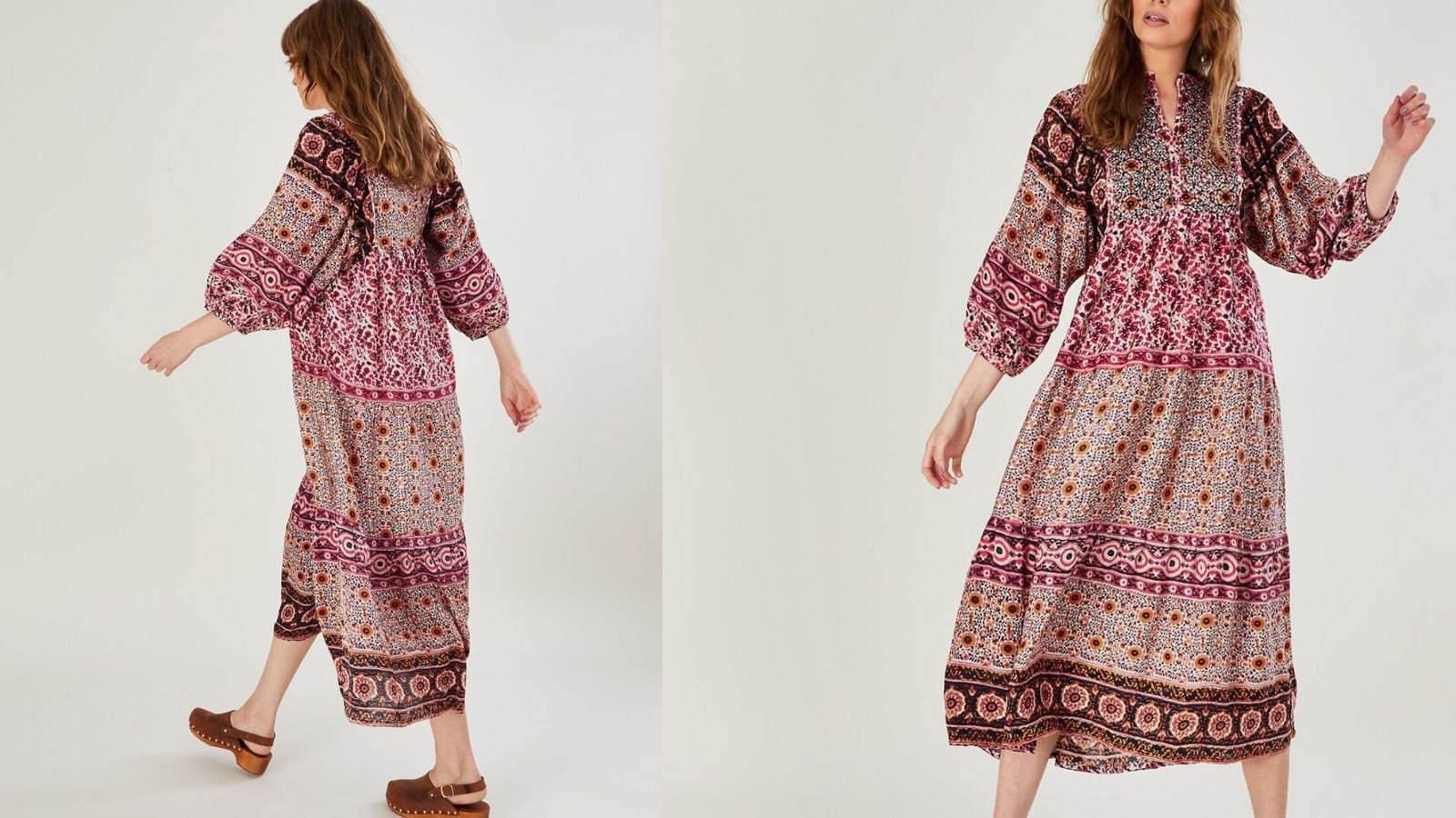 smock dress in pink paisley