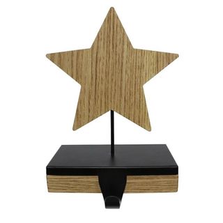 Wooden stocking holder with star decoration
