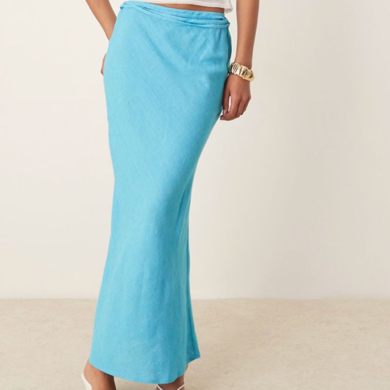 ASOS, Linen Blend Bias Maxi Skirt