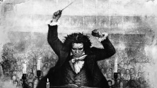 Ludwig van Beethoven (1770 - 1827) conducting, circa 1800.