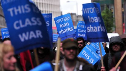 A protest against Wonga in London in 2014