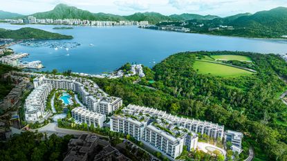 Aerial view of Villa Lucca development beside sea in Hong Kong