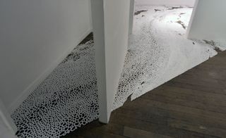 Installation view of Japanese salt artist Motoï Yamamoto's new solo exhibition, 'Floating Garden', at Paris' La Galerie Particulière