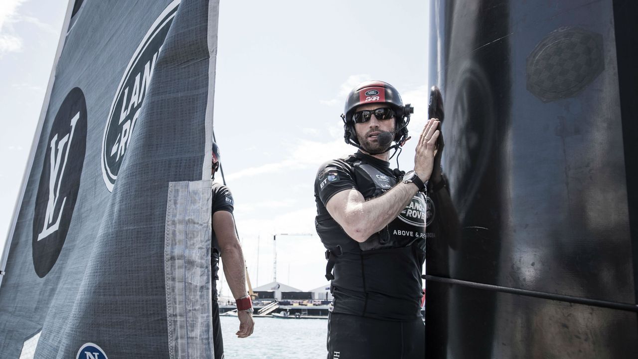 Ben Ainslie on board the Land Rover BAR America&amp;#039;s Cup yacht