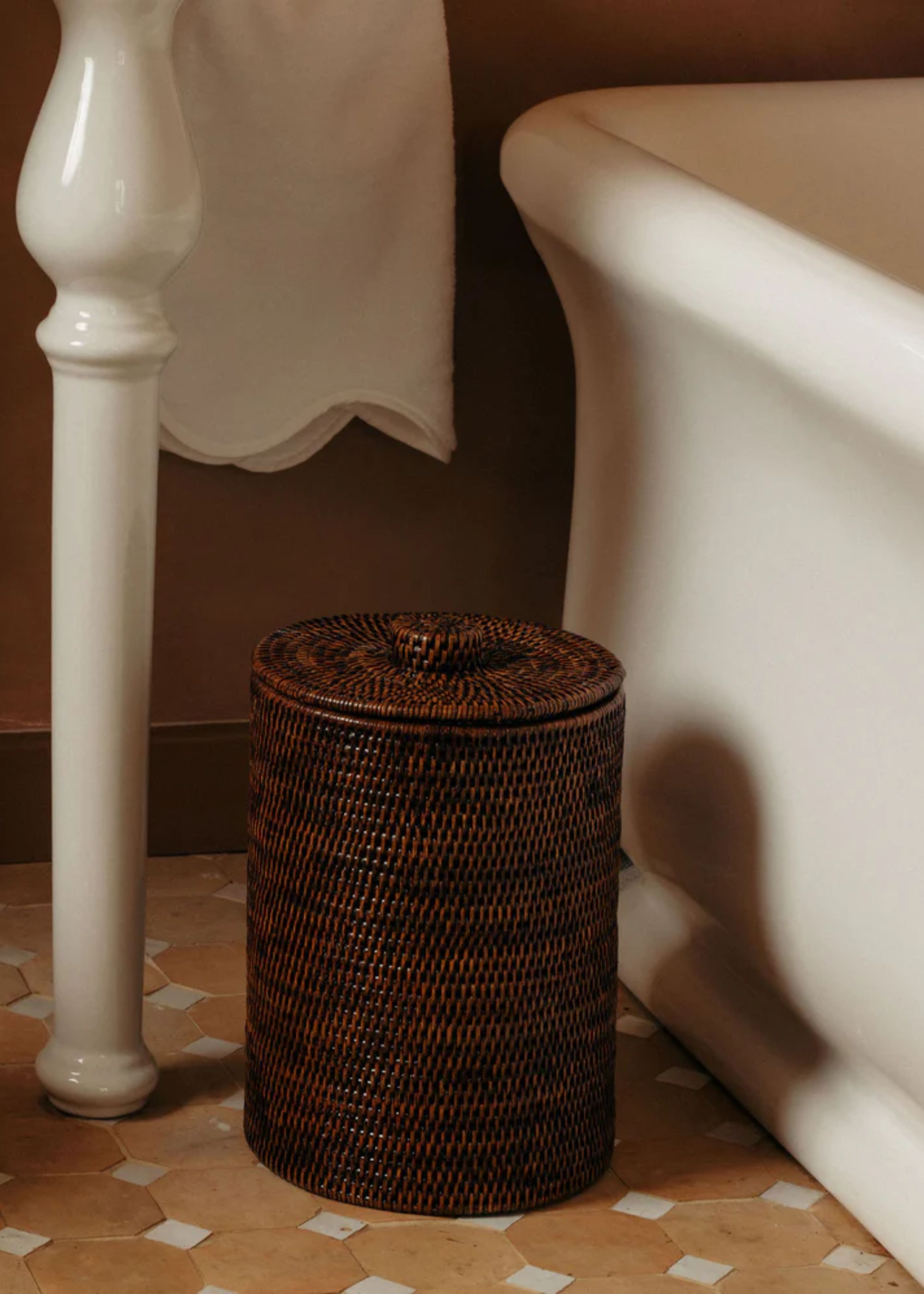 Rebecca Udall , Rattan Bathroom Bins, Brown - Small
