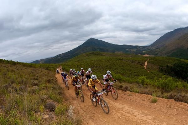 Kevin Evans of MTN Qhubeka Topeak Ergon leads the field during stage one