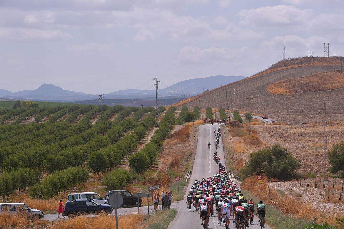 The pack on stage 14 of the Vuelta a Espa&ntilde;a