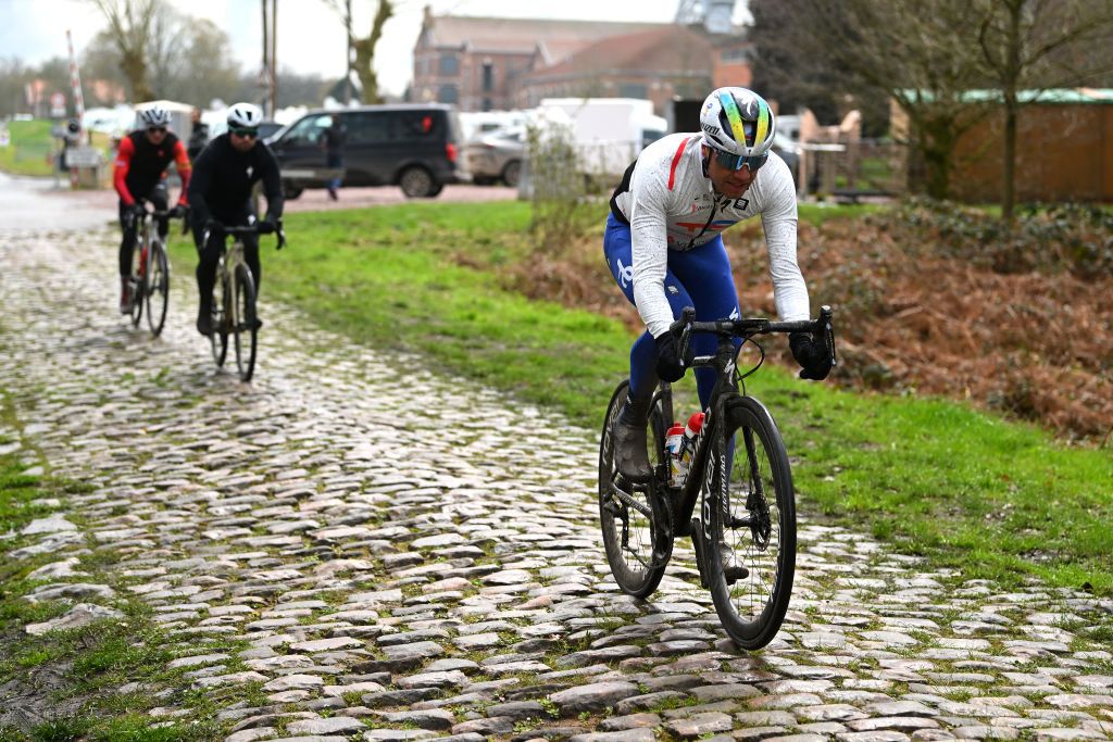 ROUBAIX FRANCE APRIL 07 Edvald BoassonHagen of Norway and Team TotalEnergies during the ParisRoubaix 2023 Training Day 2 UCIWT on April 07 2023 in Roubaix France Photo by Luc ClaessenGetty Images