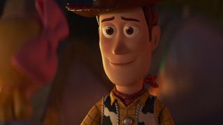 Woody bids farewell to his friends in Toy Story 4