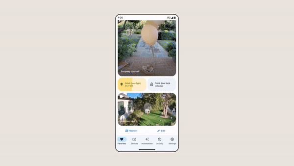 Scrolling through the new vertical event timeline for cameras in the 2023 Google Home app