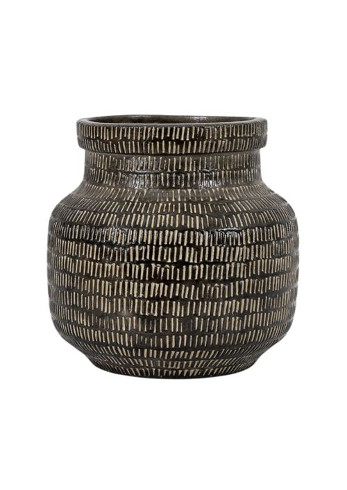 Score Wide Vase in Black